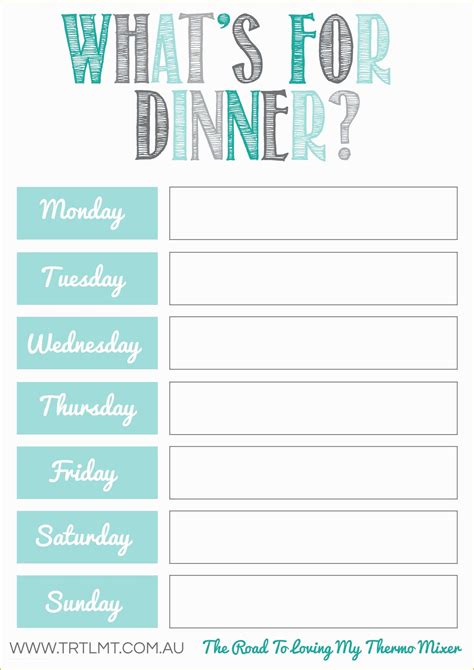 Free Printable Food Menu Templates Of What S for Dinner 2 Fb